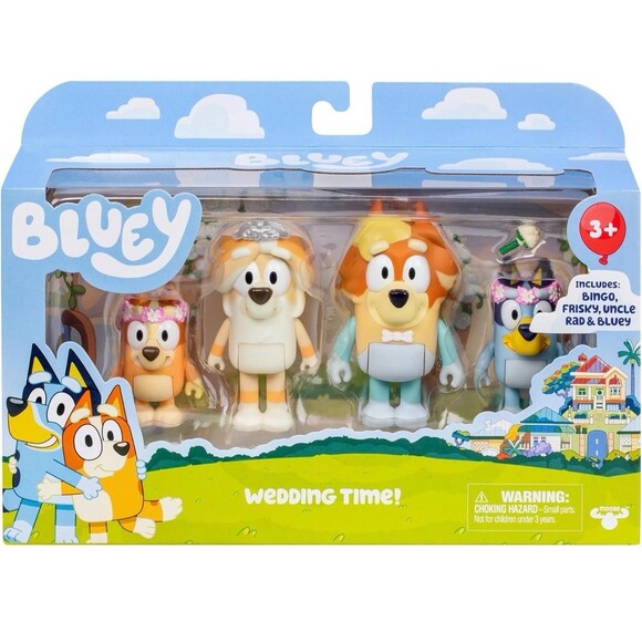 Bluey 4-Pack Wedding Time Figures, Includes Uncle Rad, Frisky, Bluey and Bingo - Picture 1 of 6